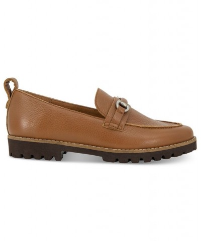 Women's Eugene Lug Bit Buckle Loafer Flats Brown $68.70 Shoes