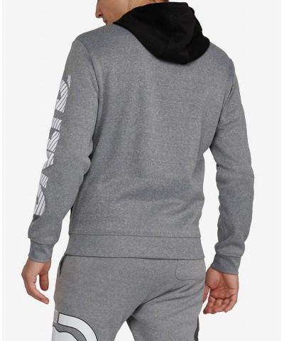 Men's Big and Tall Geometrical Hoodie Gray $29.58 Sweatshirt