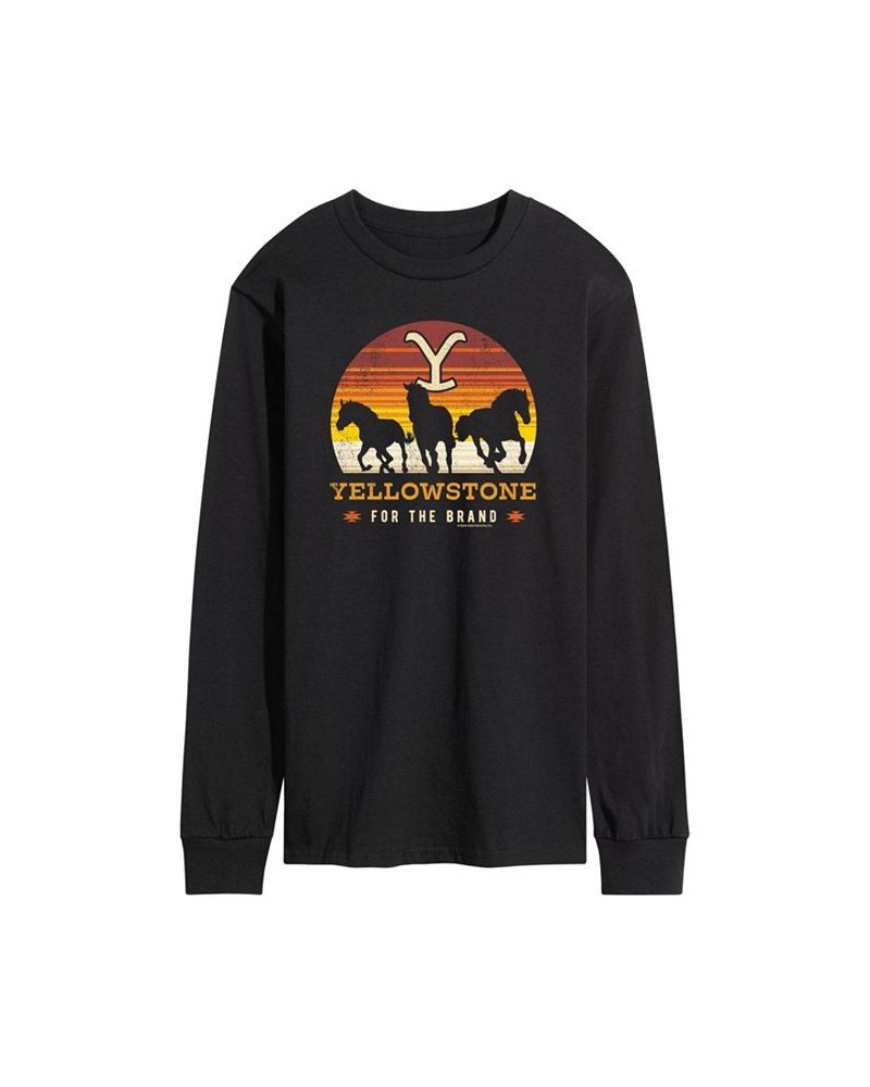 Men's Yellowstone Horse Trio Long Sleeve T-shirt Black $23.10 T-Shirts