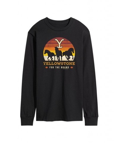 Men's Yellowstone Horse Trio Long Sleeve T-shirt Black $23.10 T-Shirts