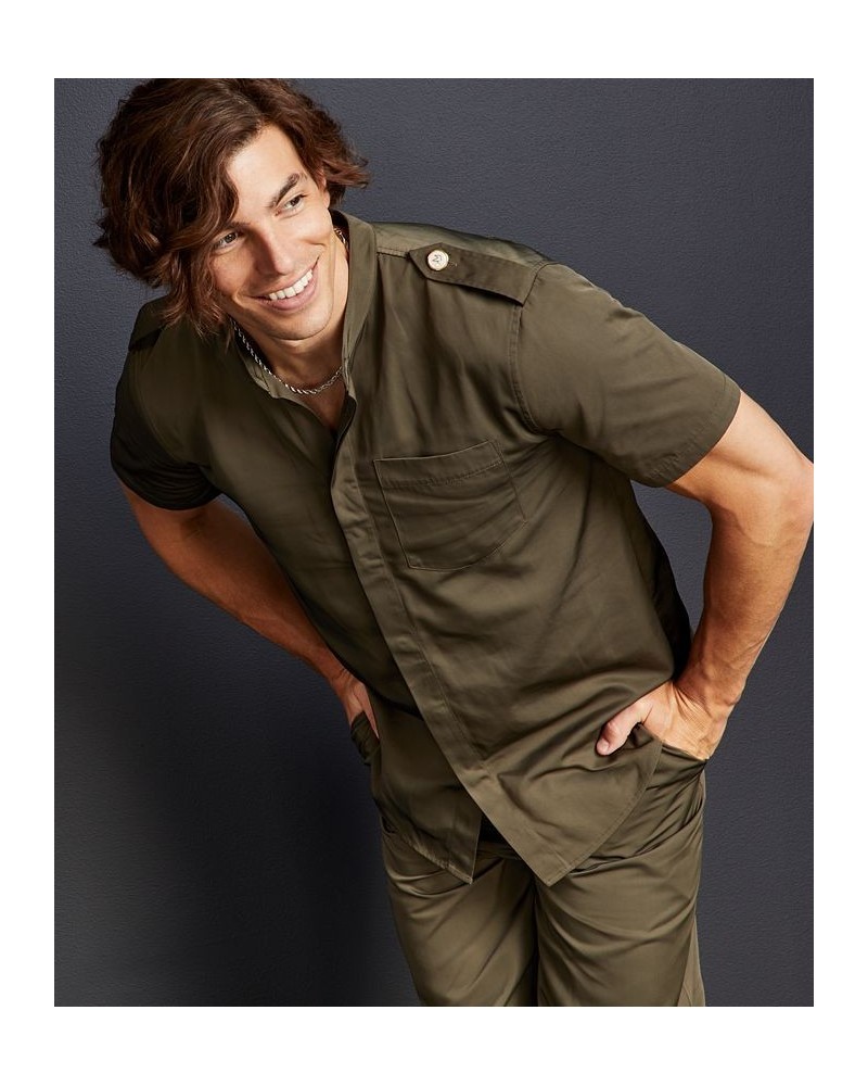 Men's Utility Shirt With Novelty Buttons Green $17.37 Shirts