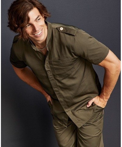 Men's Utility Shirt With Novelty Buttons Green $17.37 Shirts