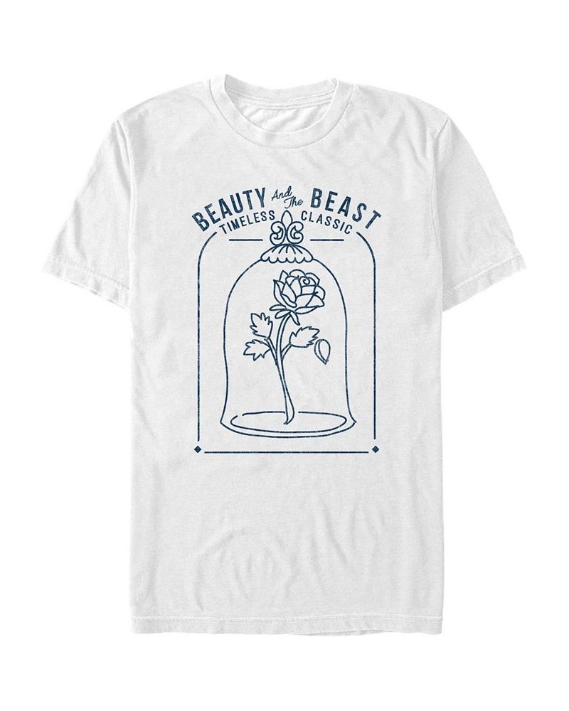 Disney Men's Beauty and the Beast Classic Rose Glass, Short Sleeve T-Shirt White $20.64 T-Shirts