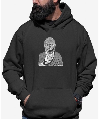 Men's Buddha Word Art Hooded Sweatshirt Gray $32.39 Sweatshirt