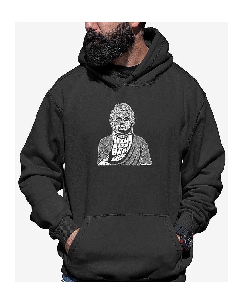 Men's Buddha Word Art Hooded Sweatshirt Gray $32.39 Sweatshirt