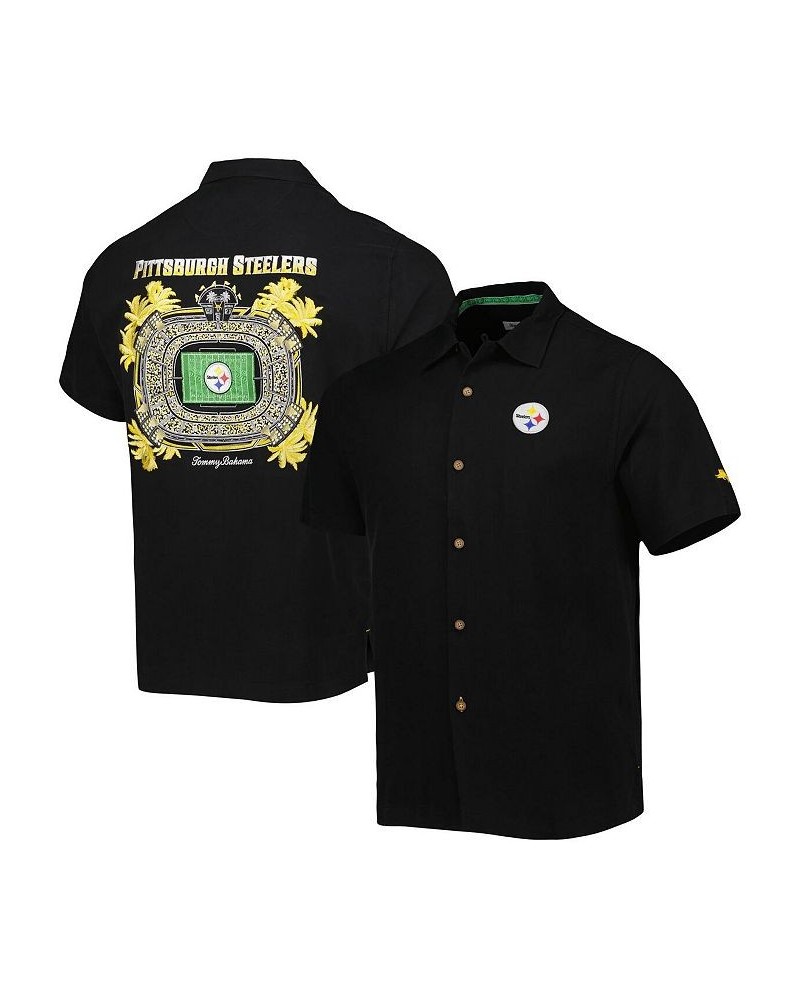 Men's Black Pittsburgh Steelers Top of Your Game Camp Button-Up Shirt $64.60 Shirts