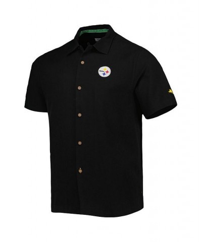 Men's Black Pittsburgh Steelers Top of Your Game Camp Button-Up Shirt $64.60 Shirts