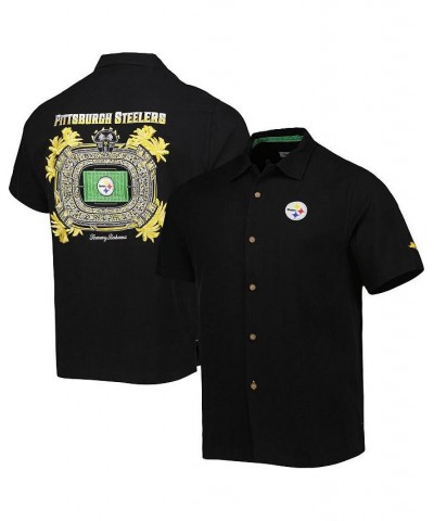 Men's Black Pittsburgh Steelers Top of Your Game Camp Button-Up Shirt $64.60 Shirts