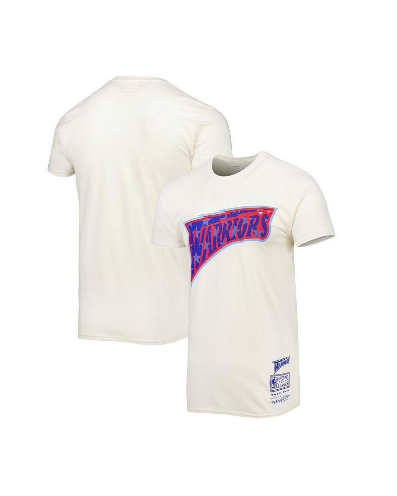 Men's Cream Golden State Warriors Hardwood Classics Americana Freedom T-shirt $25.75 T-Shirts