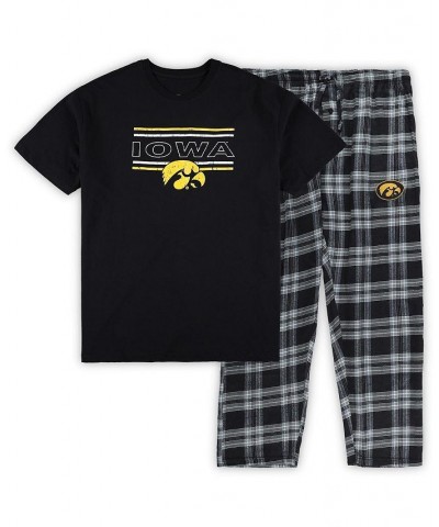 Men's Black Iowa Hawkeyes Big and Tall Plaid T-shirt and Pants Sleep Set $46.74 Pajama