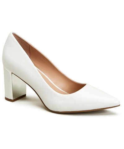 Women's Step N' Flex Jensonn Block-Heel Pumps White $36.70 Shoes