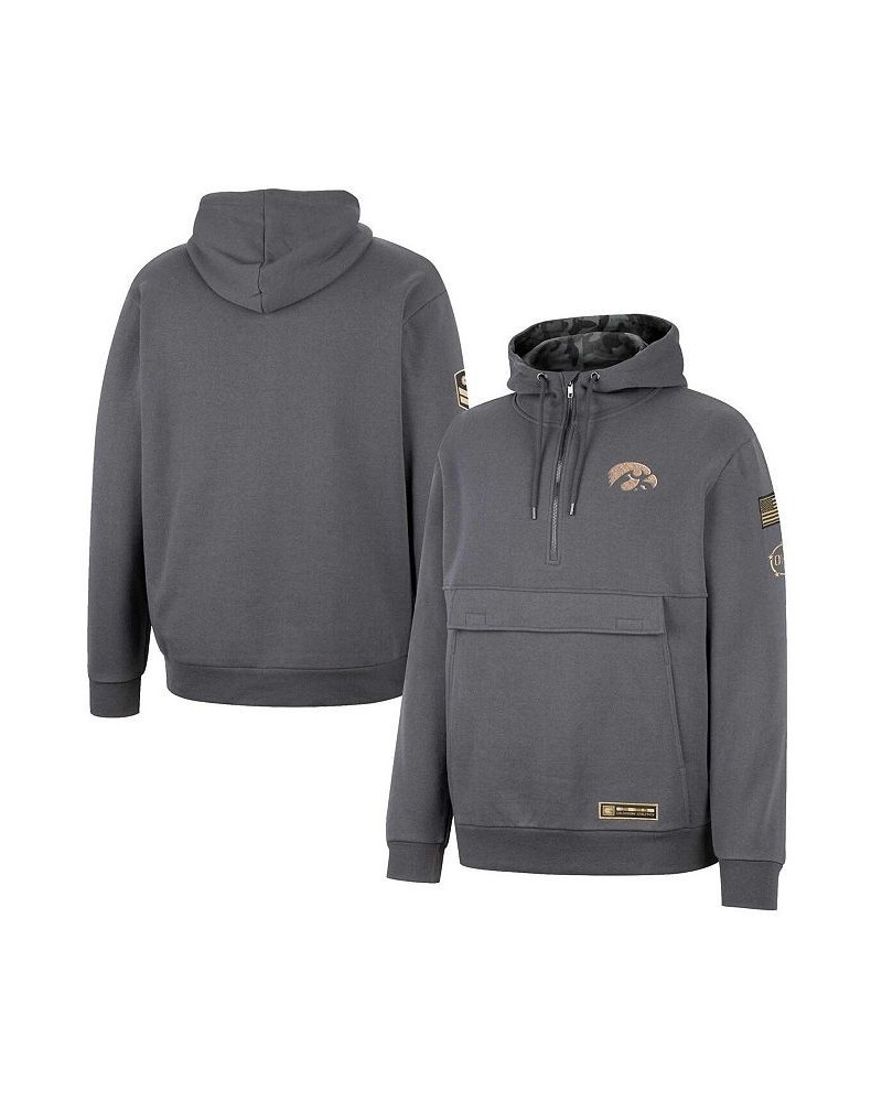 Men's Charcoal Iowa Hawkeyes OHT Military-Inspired Appreciation Quarter-Zip Hoodie $29.40 Sweatshirt