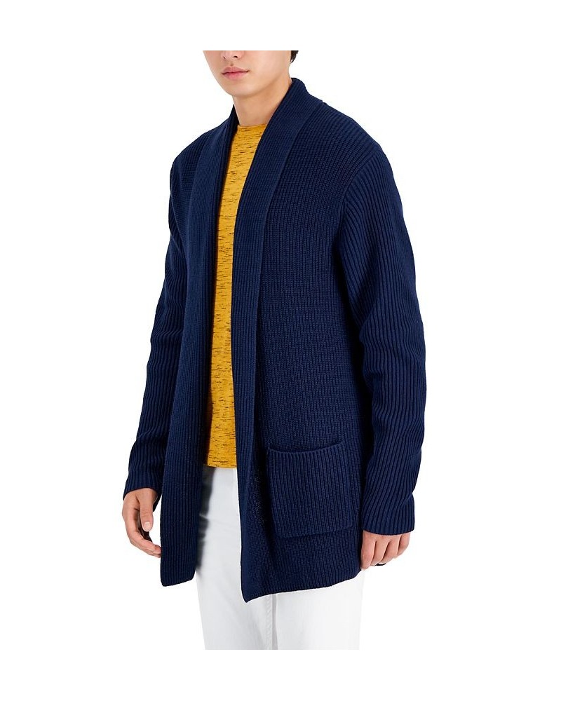 Men's Long Ribbed Cardigan Gray $18.35 Sweaters