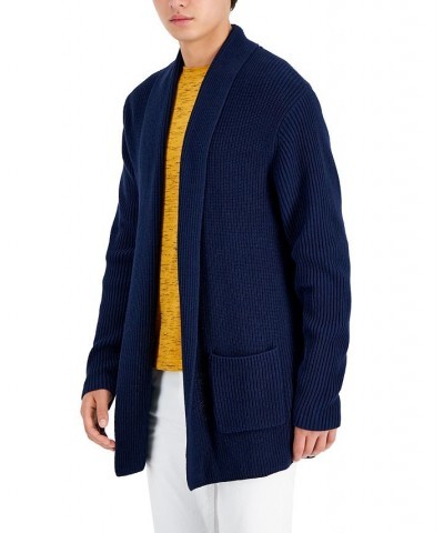 Men's Long Ribbed Cardigan Gray $18.35 Sweaters