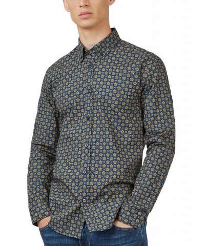 Men's Foulard-Print Long-Sleeve Shirt Yellow $40.46 Shirts