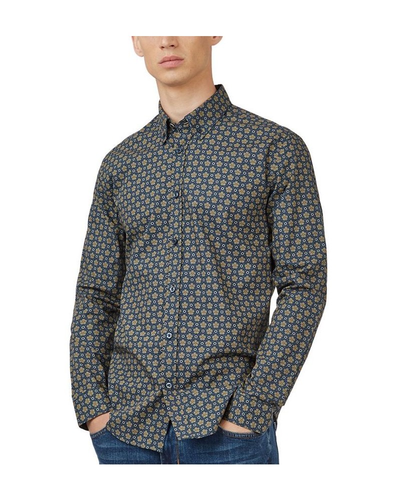 Men's Foulard-Print Long-Sleeve Shirt Yellow $40.46 Shirts