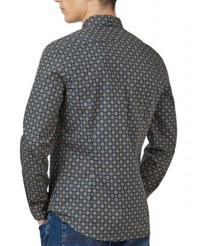 Men's Foulard-Print Long-Sleeve Shirt Yellow $40.46 Shirts