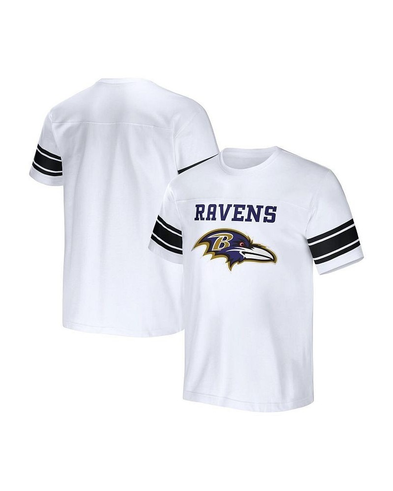 Men's NFL x Darius Rucker Collection by White Baltimore Ravens Football Striped T-shirt $23.52 T-Shirts