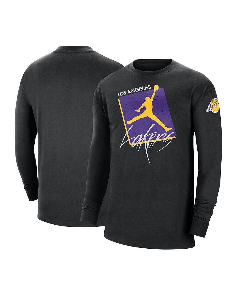 Men's Brand Black Los Angeles Lakers Courtside Max 90 Vintage-Like Wash Statement Edition Long Sleeve T-shirt $21.16 T-Shirts