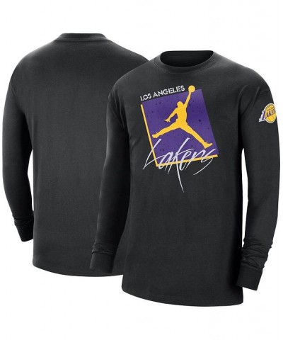 Men's Brand Black Los Angeles Lakers Courtside Max 90 Vintage-Like Wash Statement Edition Long Sleeve T-shirt $21.16 T-Shirts