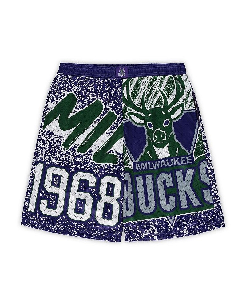 Men's Purple Milwaukee Bucks Big and Tall Hardwood Classics Jumbotron Shorts $39.60 Shorts