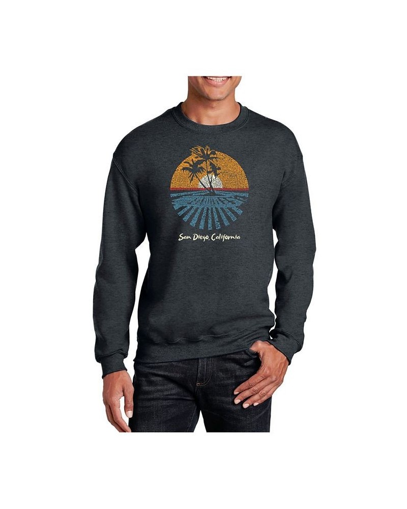 Men's Word Art Cities In San Diego Crewneck Sweatshirt Gray $23.50 Sweatshirt