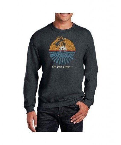 Men's Word Art Cities In San Diego Crewneck Sweatshirt Gray $23.50 Sweatshirt