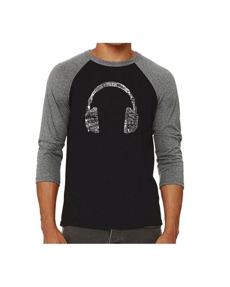 Language Headphones Men's Raglan Word Art T-shirt Gray $22.05 T-Shirts