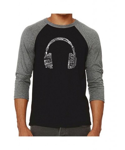 Language Headphones Men's Raglan Word Art T-shirt Gray $22.05 T-Shirts