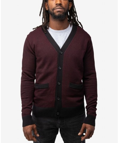 Men's Herringbone Cardigan Sweater Oxblood-Black $26.40 Sweaters