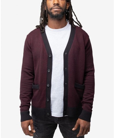 Men's Herringbone Cardigan Sweater Oxblood-Black $26.40 Sweaters