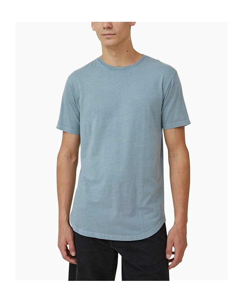 Men's Scooped Hem Short Sleeve T-shirt Blue $15.29 T-Shirts