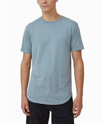 Men's Scooped Hem Short Sleeve T-shirt Blue $15.29 T-Shirts