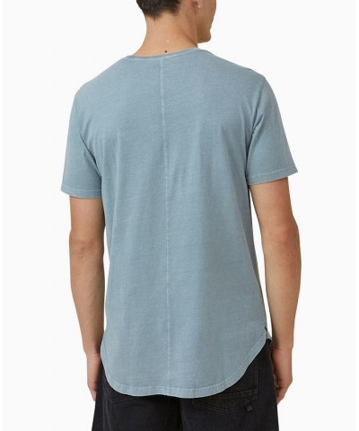 Men's Scooped Hem Short Sleeve T-shirt Blue $15.29 T-Shirts