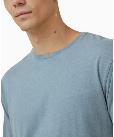 Men's Scooped Hem Short Sleeve T-shirt Blue $15.29 T-Shirts