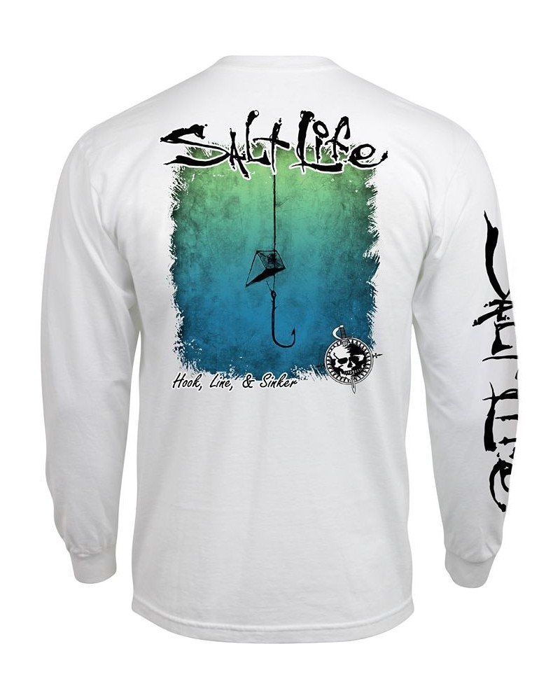 Men's Hook, Line & Sinker Logo Graphic Long-Sleeve T-Shirt White $18.00 T-Shirts