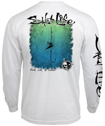 Men's Hook, Line & Sinker Logo Graphic Long-Sleeve T-Shirt White $18.00 T-Shirts