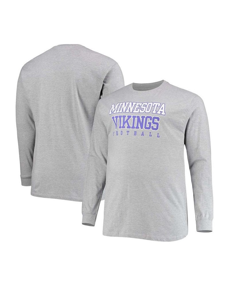 Men's Big and Tall Heathered Gray Minnesota Vikings Practice Long Sleeve T-shirt $17.60 T-Shirts