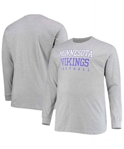 Men's Big and Tall Heathered Gray Minnesota Vikings Practice Long Sleeve T-shirt $17.60 T-Shirts