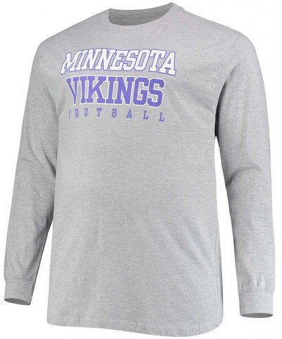 Men's Big and Tall Heathered Gray Minnesota Vikings Practice Long Sleeve T-shirt $17.60 T-Shirts