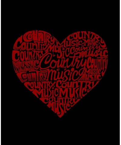 Men's Country Music Heart Word Art Long Sleeve T-shirt Black $18.80 T-Shirts