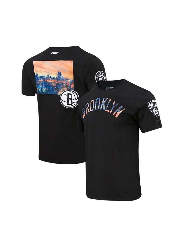 Men's Black Brooklyn Nets City Scape T-shirt $34.79 T-Shirts