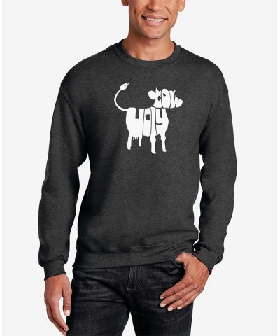 Men's Holy Cow Word Art Crew Neck Sweatshirt Gray $22.50 Sweatshirt