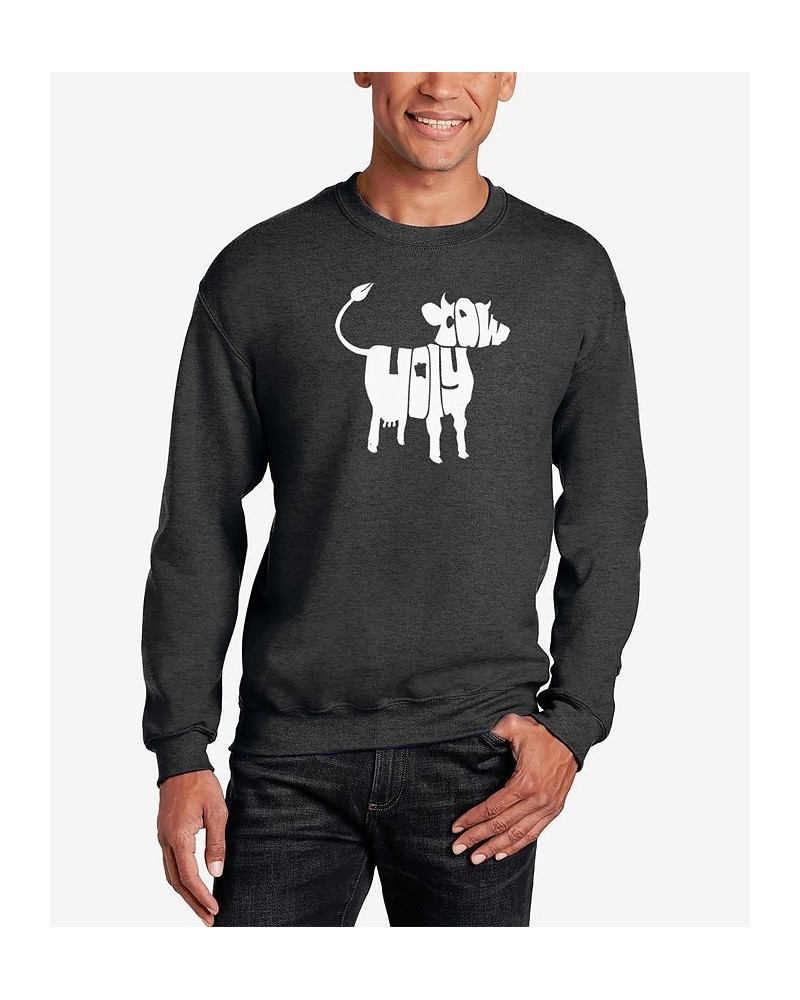 Men's Holy Cow Word Art Crew Neck Sweatshirt Gray $22.50 Sweatshirt