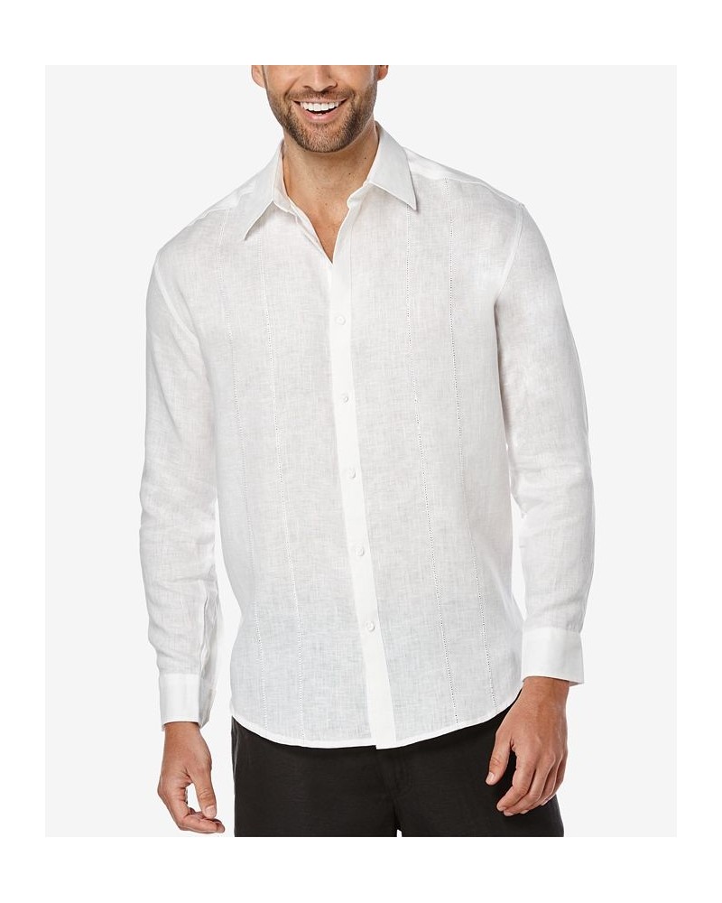 Men's 100% Linen Perforated Long-Sleeve Shirt White $22.08 Shirts