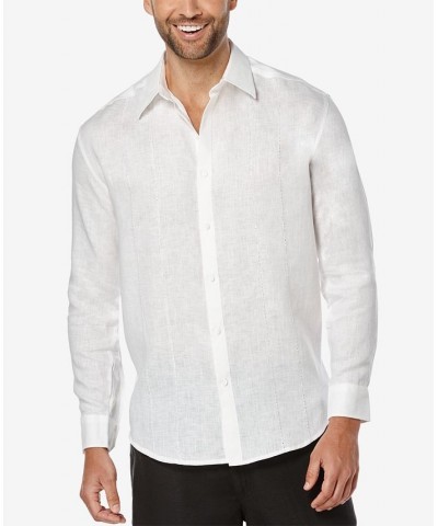 Men's 100% Linen Perforated Long-Sleeve Shirt White $22.08 Shirts