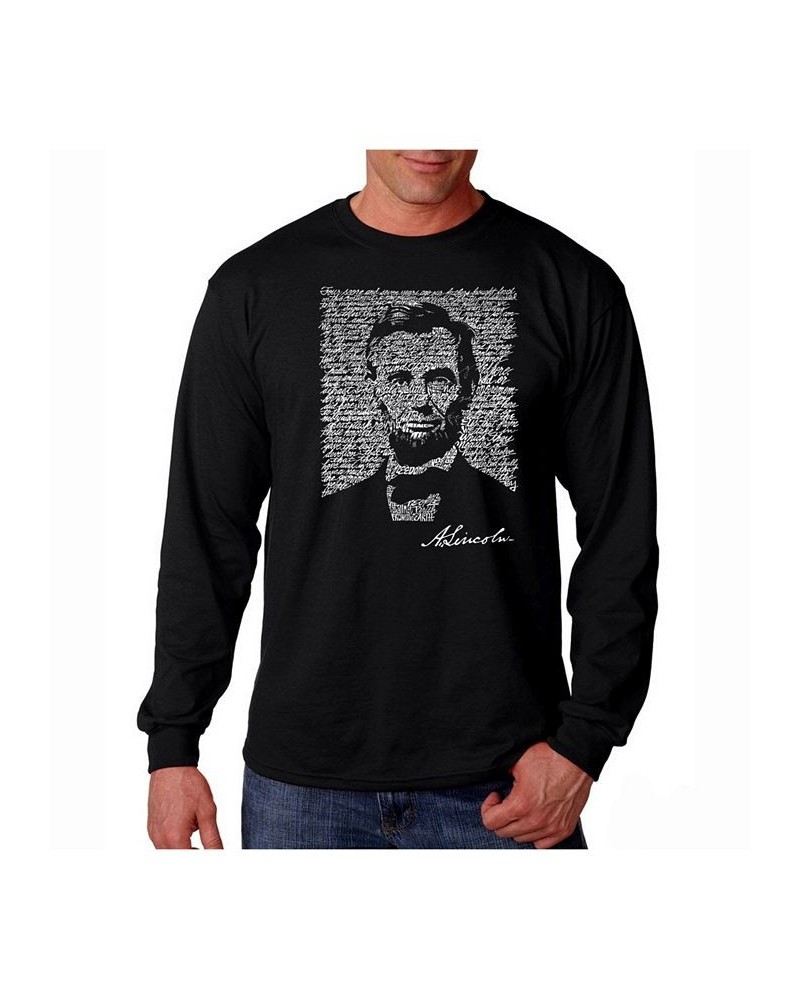 Men's Word Art Long Sleeve T-Shirt- Abraham Lincoln Black $19.20 T-Shirts