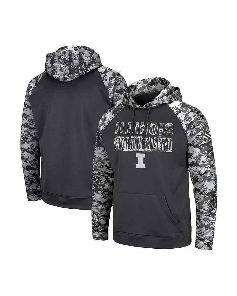 Men's Charcoal Illinois Fighting Illini OHT Military-Inspired Appreciation Digital Camo Pullover Hoodie $33.75 Sweatshirt