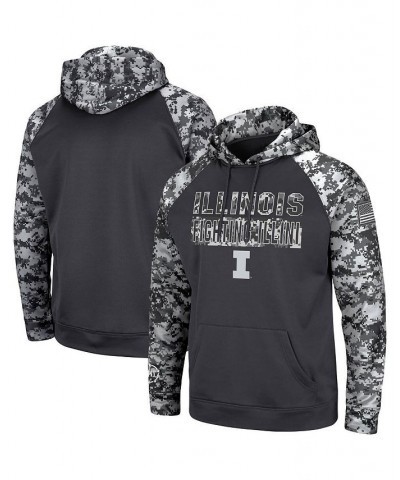 Men's Charcoal Illinois Fighting Illini OHT Military-Inspired Appreciation Digital Camo Pullover Hoodie $33.75 Sweatshirt