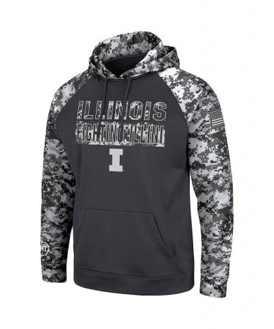 Men's Charcoal Illinois Fighting Illini OHT Military-Inspired Appreciation Digital Camo Pullover Hoodie $33.75 Sweatshirt